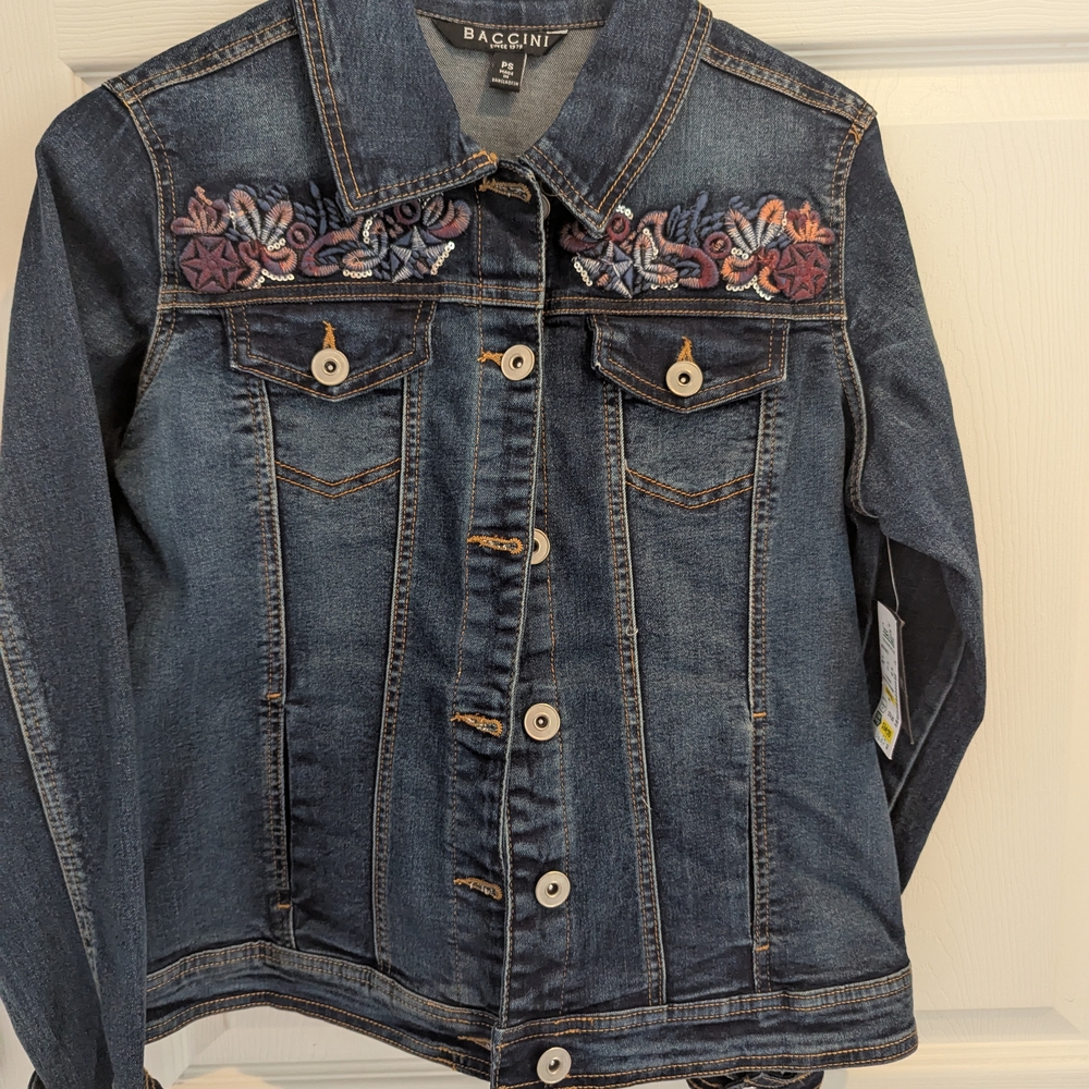 Baccini Embroidered Denim Jacket